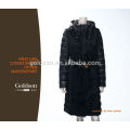 Fur Down Jacket Goose Down Feather estilo europeu com cinto de couro